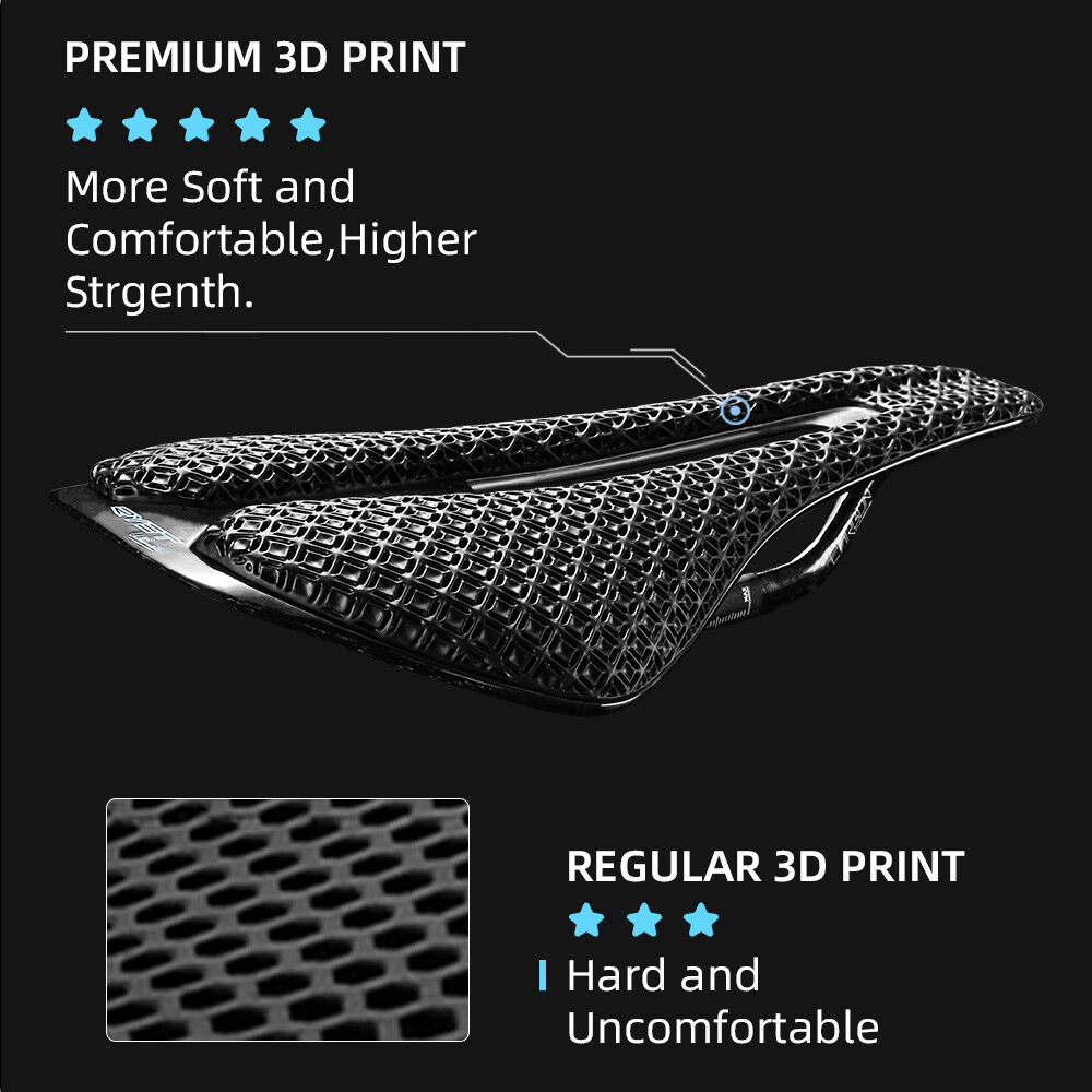 3D Printed Carbon Bicycle Saddle 135mm 143mm for Mountain Gravel Road Bike Seat