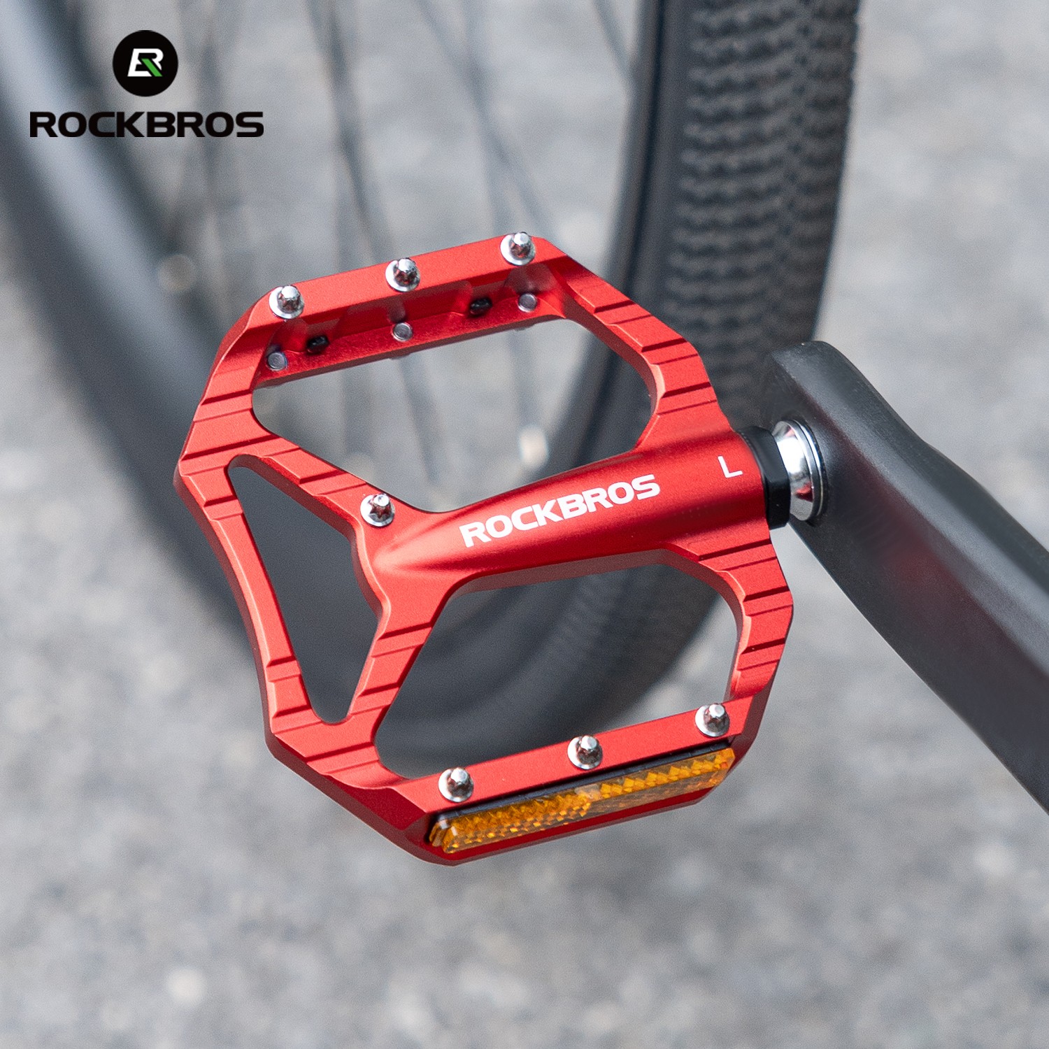 ROCKBROS Bike Pedals with Reflectors Non-Slip Aluminum Alloy Bicycle Pedals9/16″