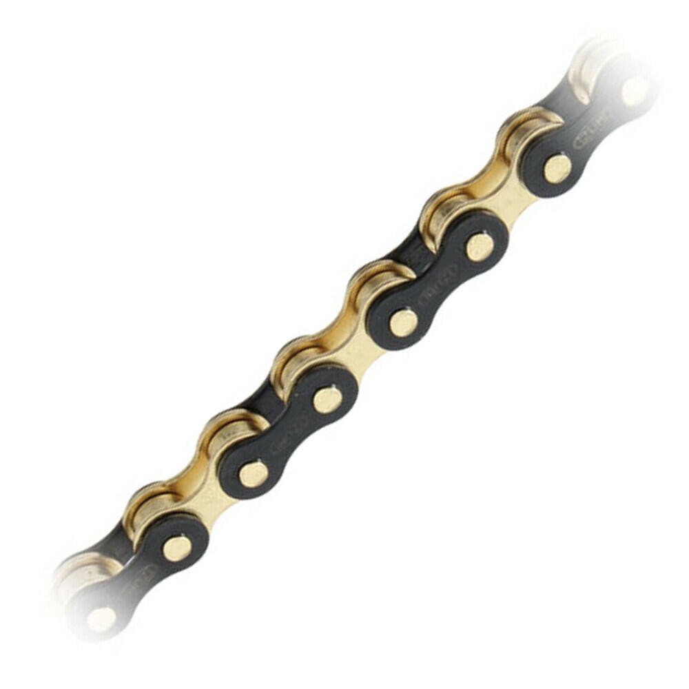 Izumi Jet Black Track Chain 1/8″ Black + Gold Links & Pins 116L Fixed Gear Bike