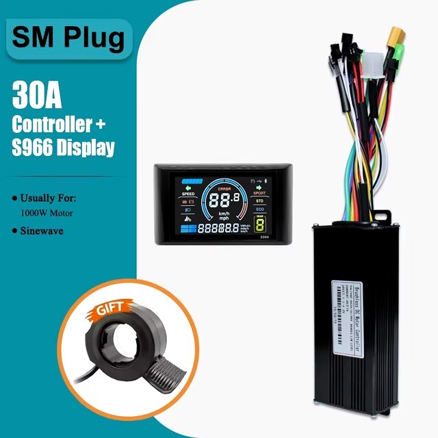 E-bike Three-Mode Sine Wave Controller 24V-48V 17A-40A w/ LCD Display 250W-2000W