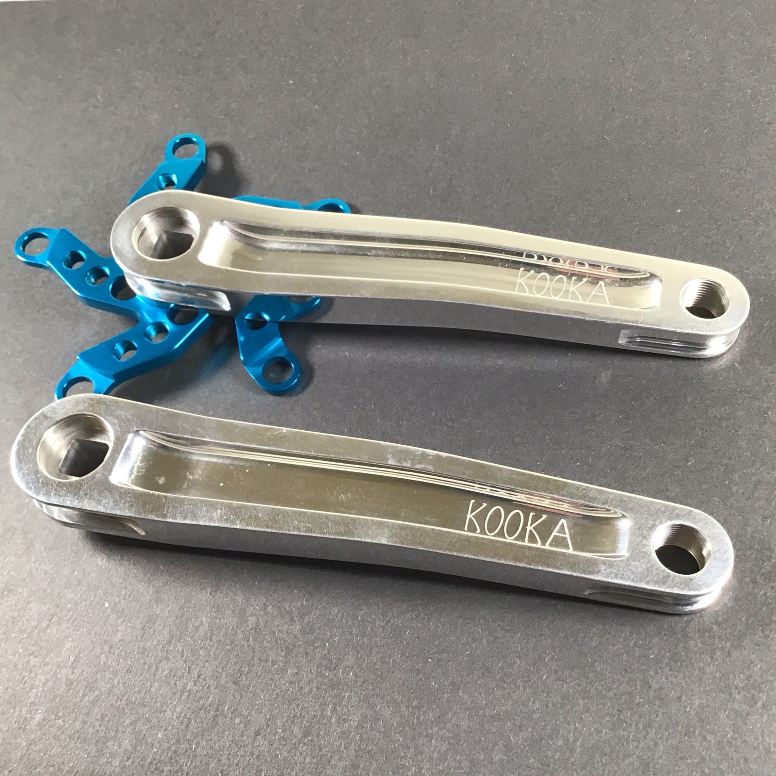 Kooka Crank Arm Set Silver/Blue 170mm 74/110 NOS Vintage MTB Grafton Yeti Klein