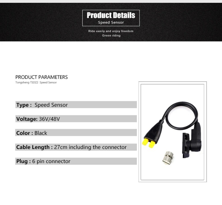 E-bike Double Interface Speed Sensor 6 Pin 27cm Cable For Mid Central Motor Kit