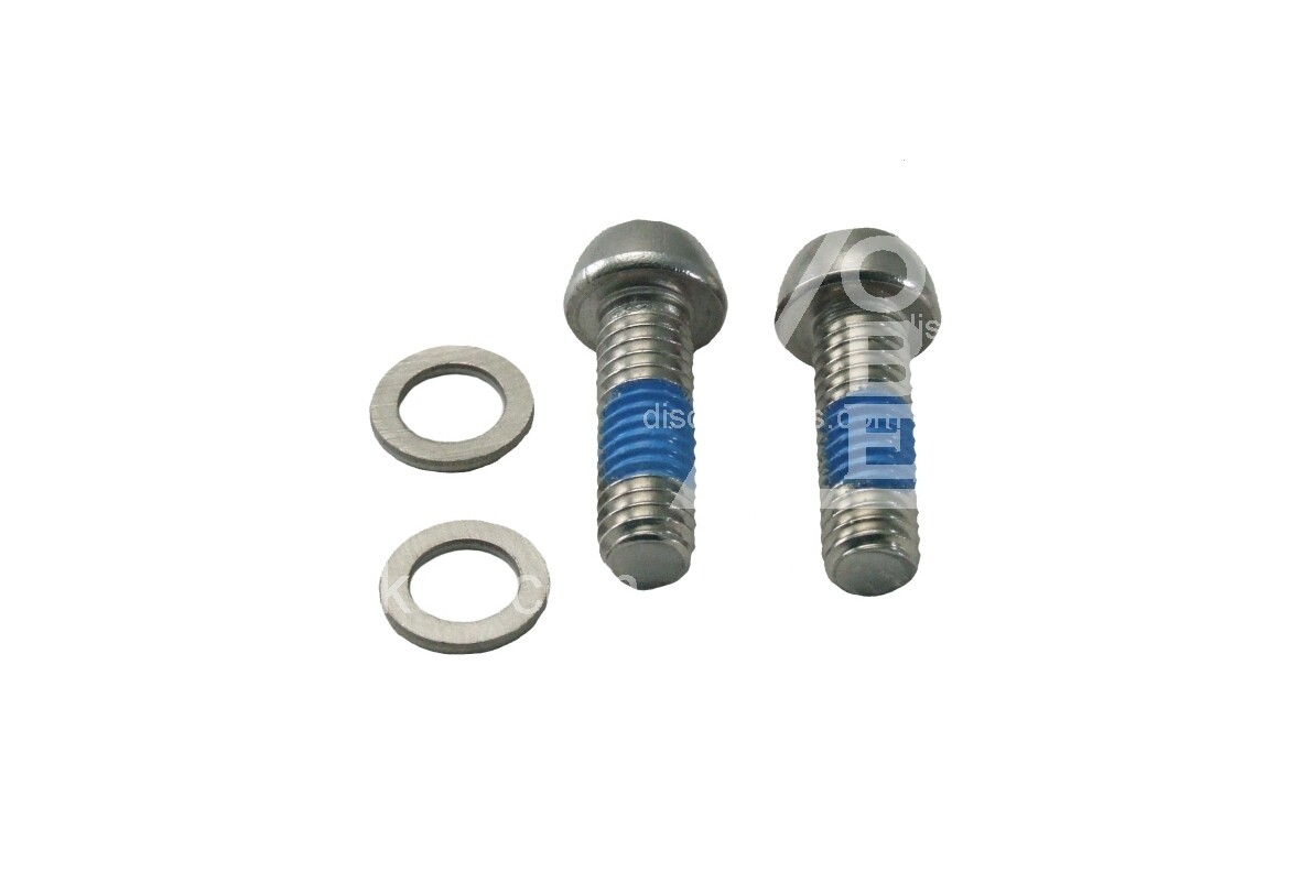 2x Disc Brake Adaptor Bolts with Threadlock and Washers, M6