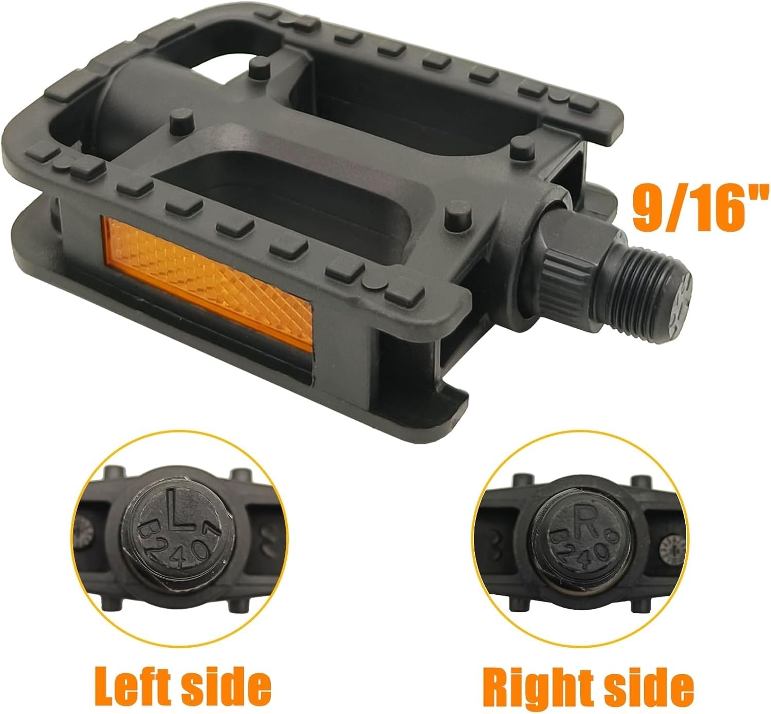 Bike Pedals, 9/16″ Non-Slip Bike Pedals with Reflectors, Bicycle Pedals for R…