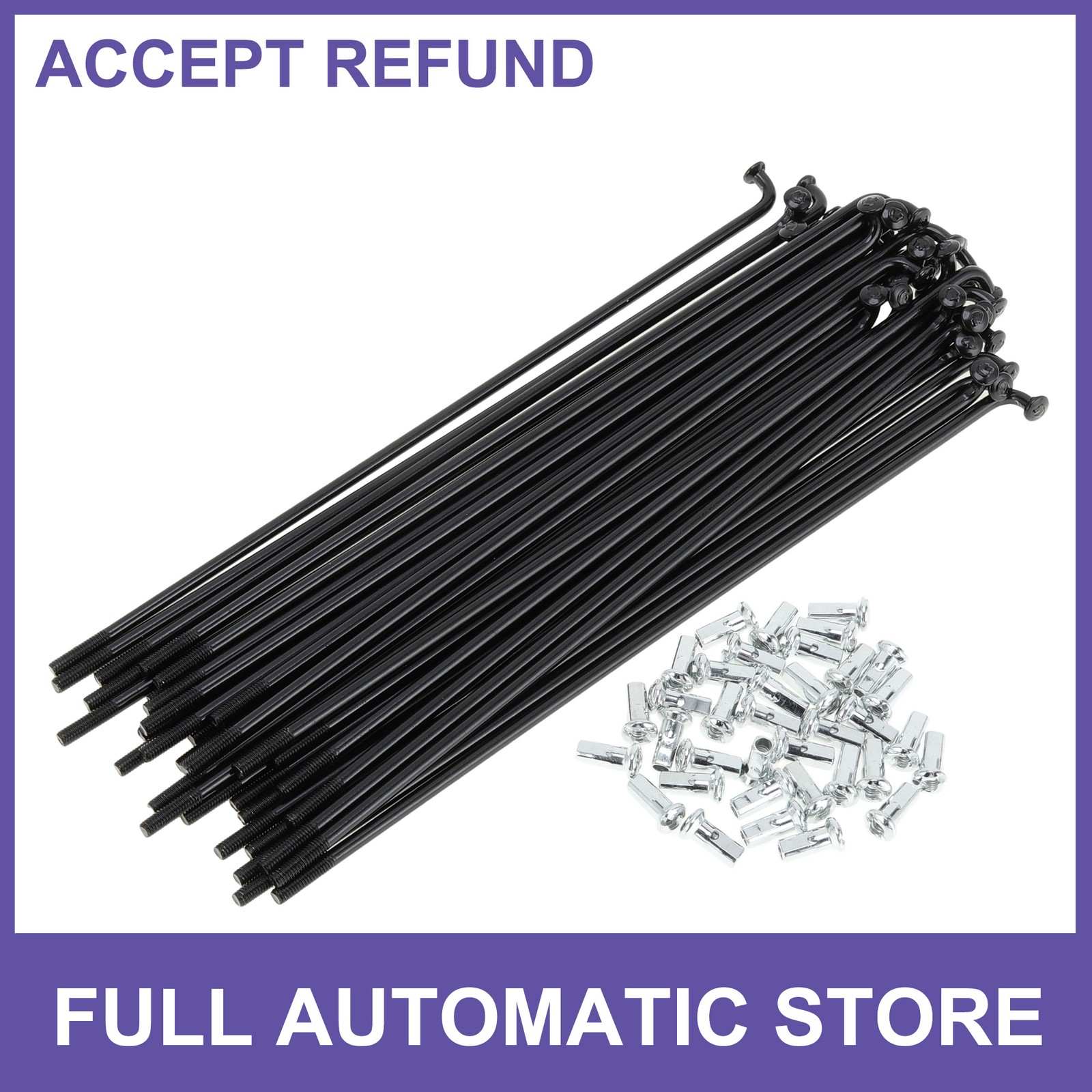 1Set 12G 159mm Length Bicycle Spokes Nipple Carbon Steel Black Universal