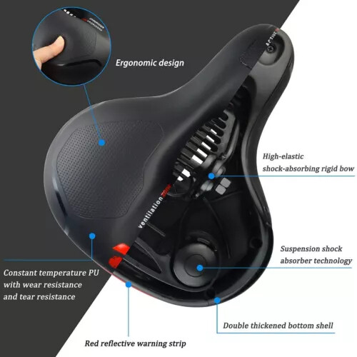 Extra Wide Big Bum Bike Bicycle Saddle Seat Gel Cushion Sporty Soft Comfort Pad