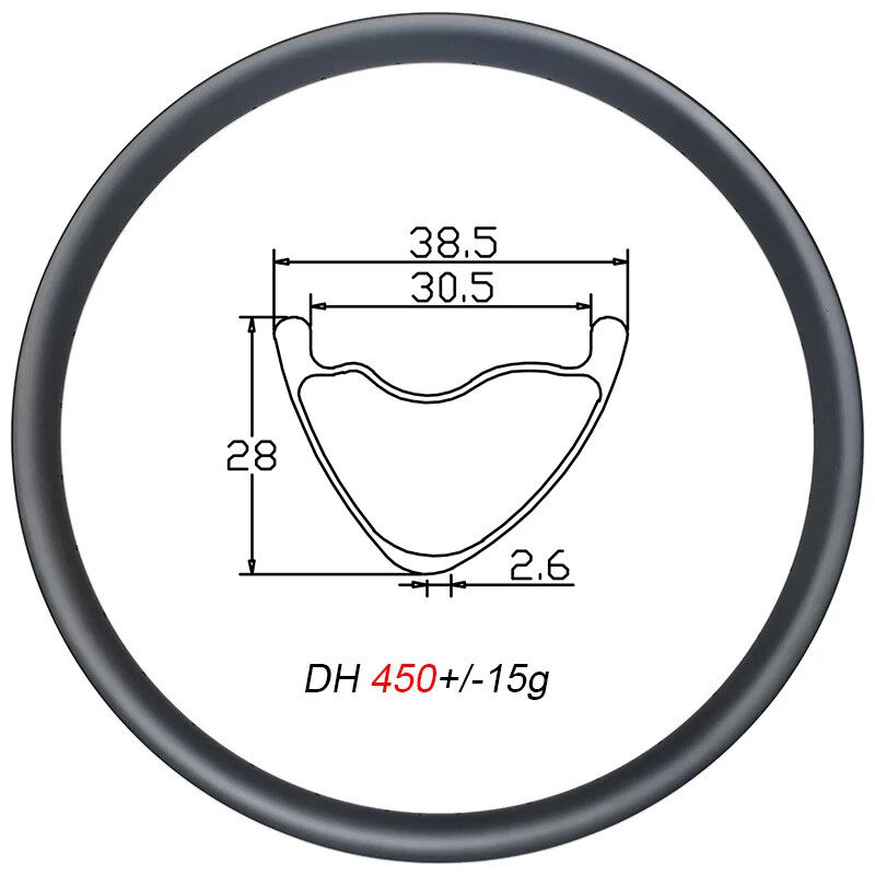 29er DH Mountain Bike Carbon Rims Asymmetry Tubeless Bicycle Wheels 24 28 32H
