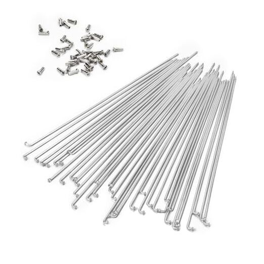 36 Pcs 14G Sliver Bicycle Steel Spokes (201 mm-309 mm) with Copper Cap 242 mm