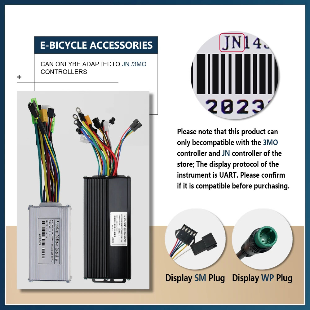 Electric Bike JN Display Control Panel with SM/WP Plug 24-60V 3 Mode Controller
