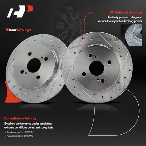 10.19 inch (259mm) Disc Brake Rotors Compatible with Rear Drilled and Slotted