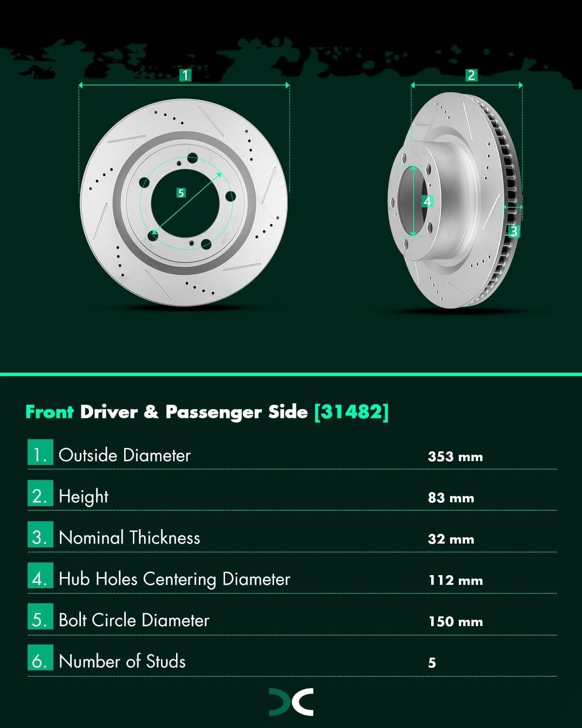 SCITOO Brake Pads and Rotors Kit for Lexus Land Cruiser Tundra Sequoia