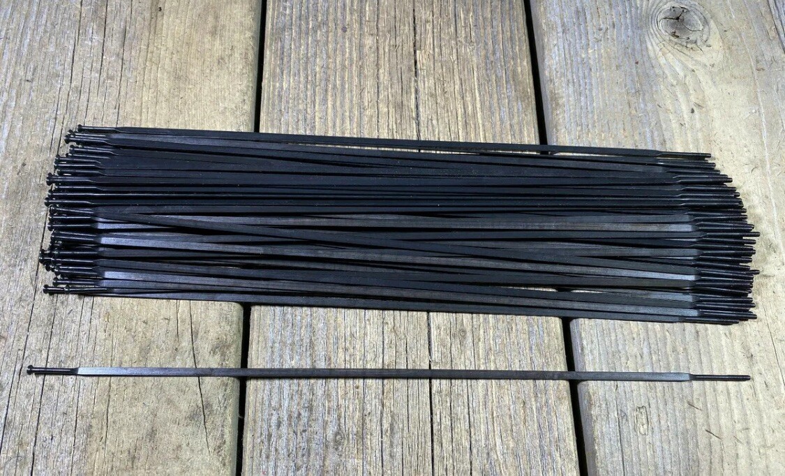 10 Spokes-PILLAR 13/14G 278MM STRAIGHT BLACK SPOKES BLADED. No Nuts.