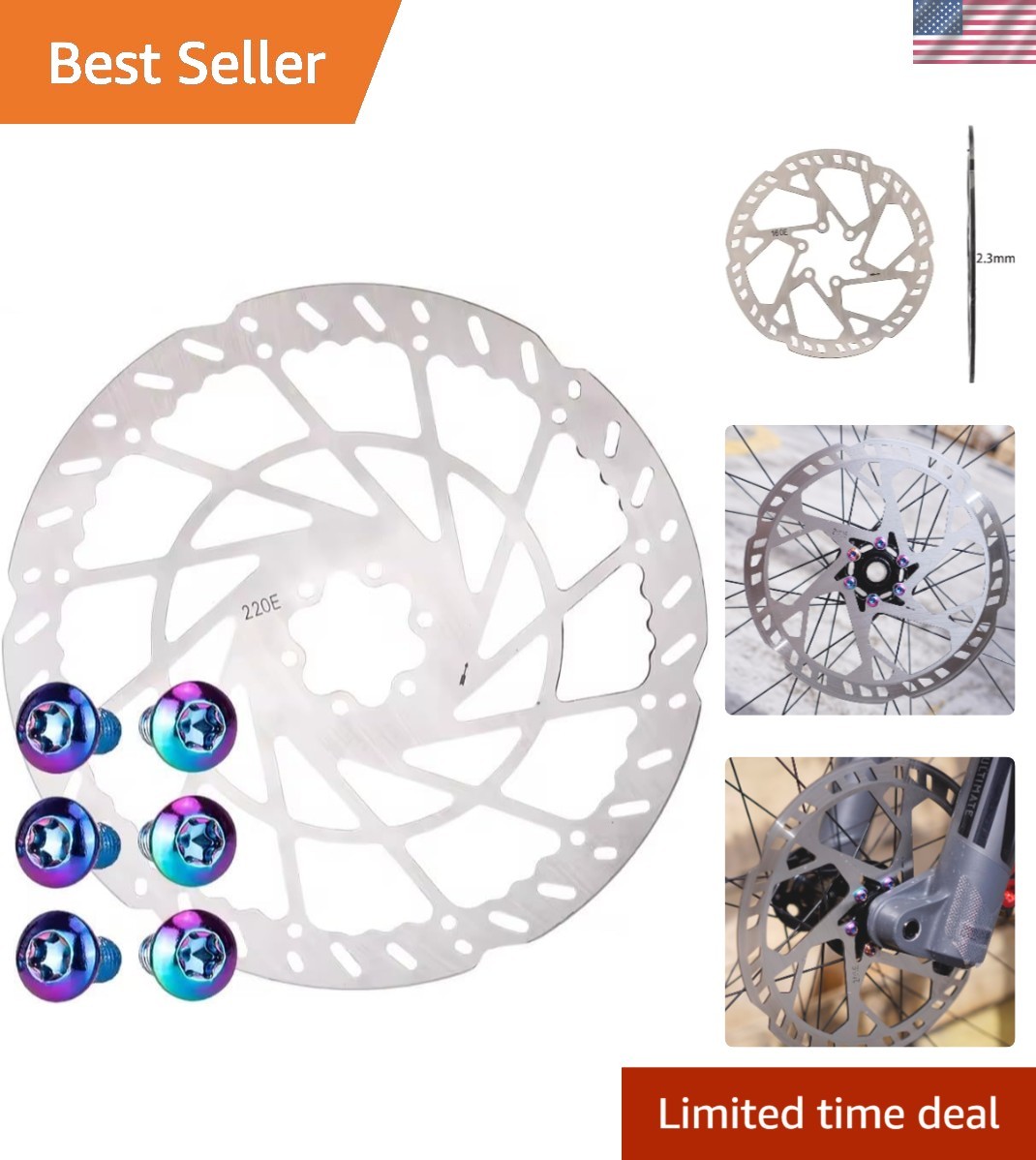 High-Performance 220mm Disc Brake Rotor with Rapid Heat Dissipation for Bicycles