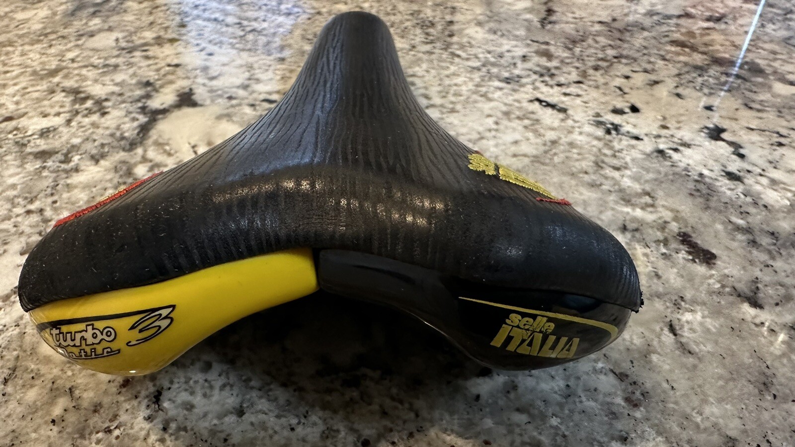 1999 Selle Italia Turbomatic 3 Black Leather Manganese Rail Saddle,Used Vintage