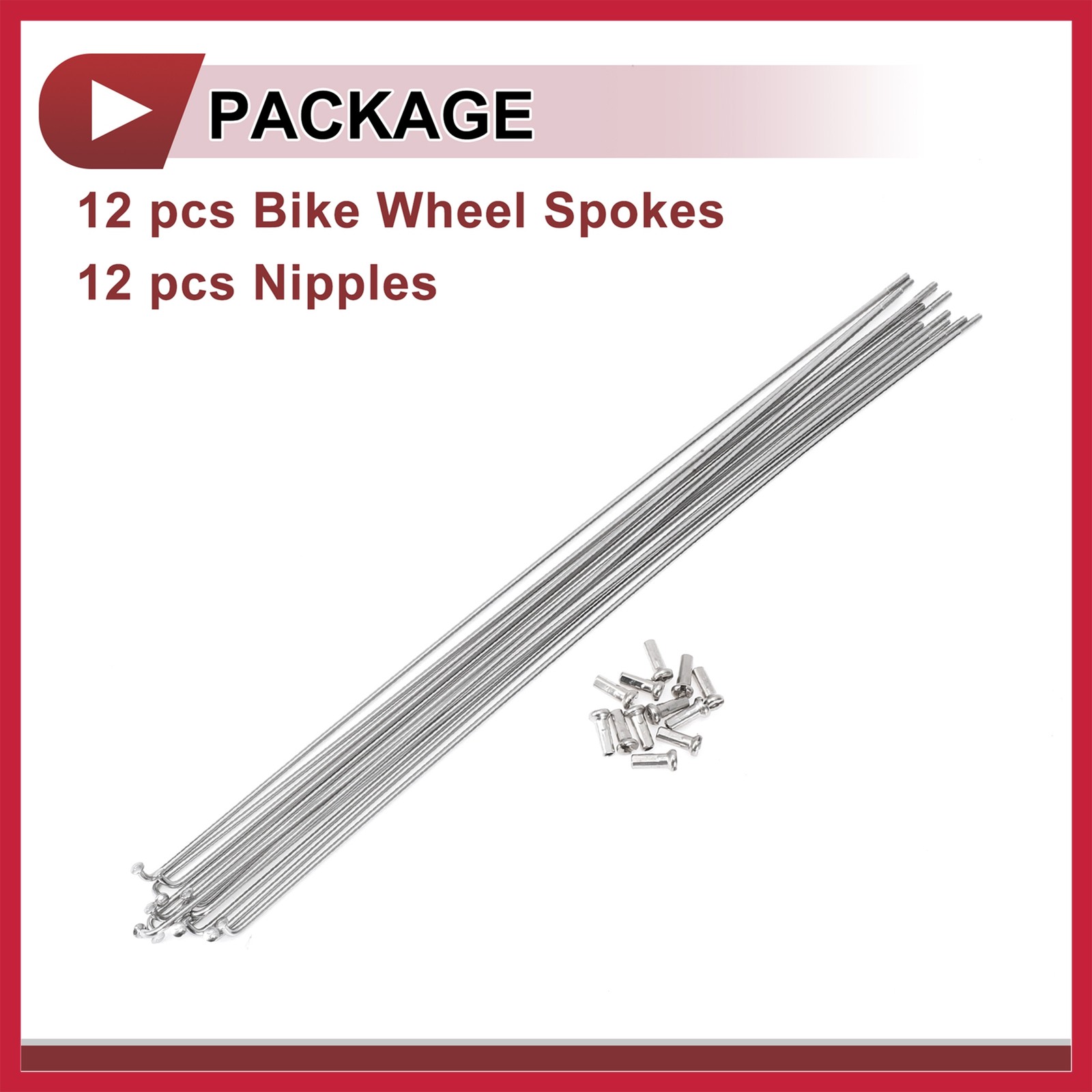 12Set 14G Bicycle Spokes 283mm Bike Wheel Spokes 304 Stainless Steel