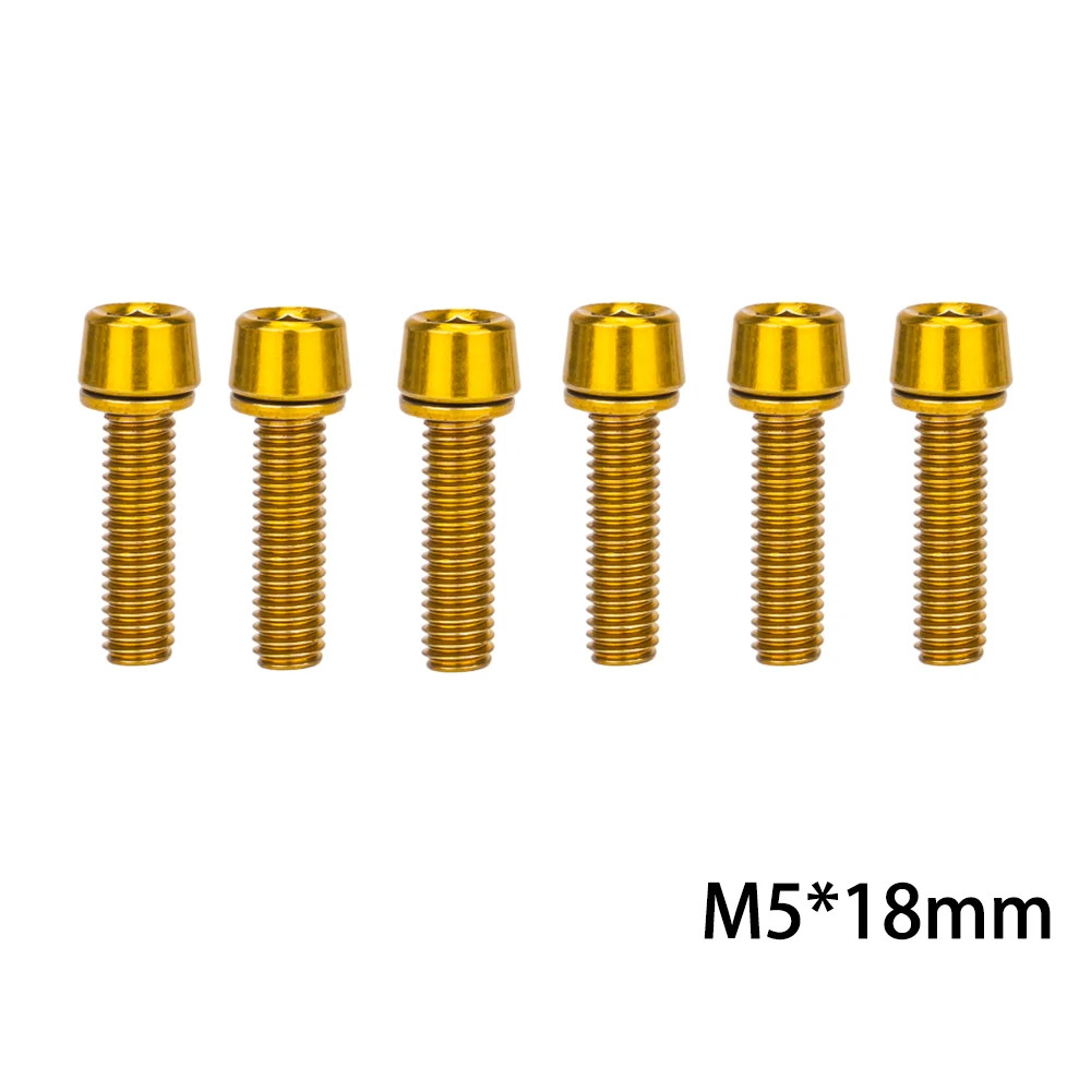 6Pcs Bike Stem Bolts M5/M6x18mm w/Washers MTB Road Handlebar Screws