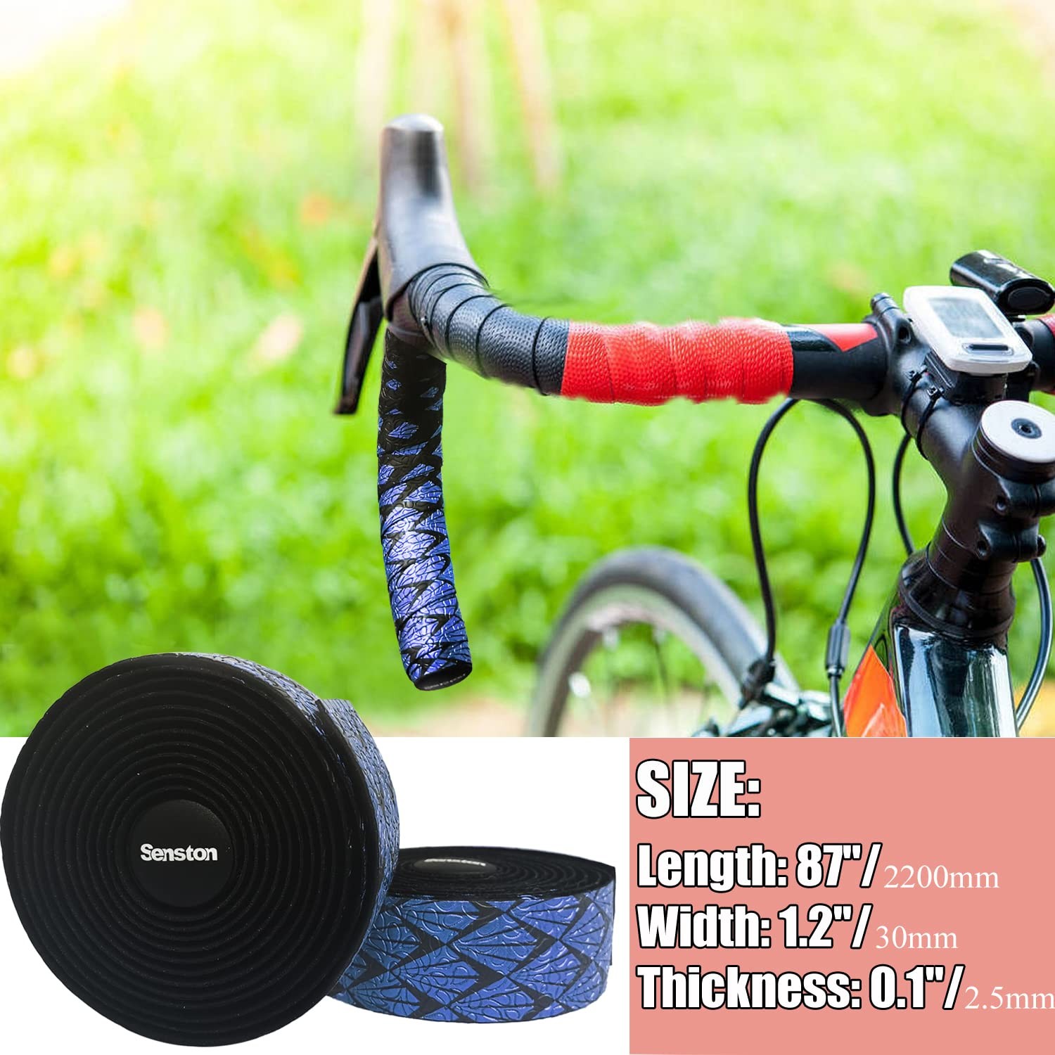 Senston EVA Road Bike Handlebar Tapes 2 Rolls, Cycling Handle Wraps Bicycle B…