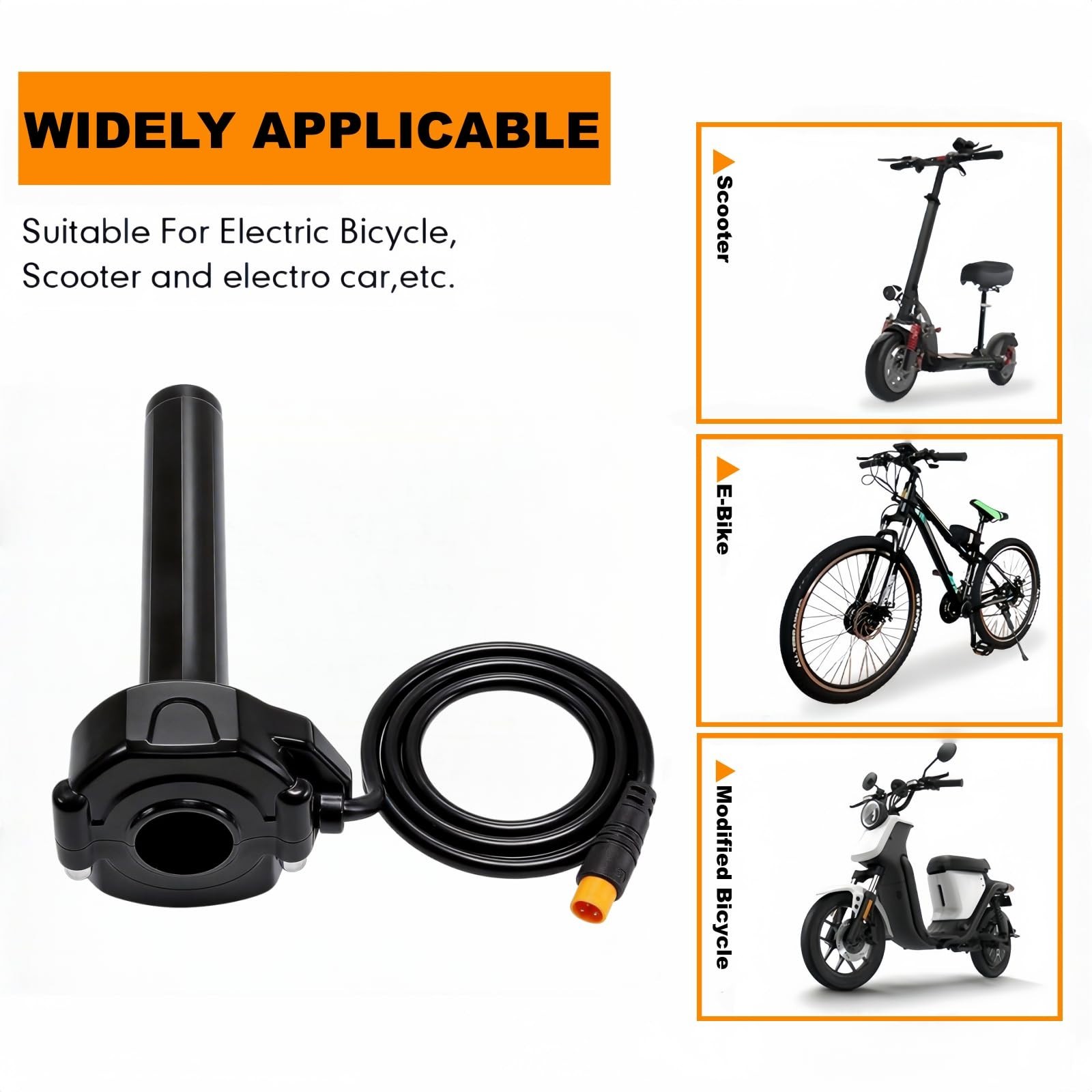 12V-72V Waterproof Quick Twist Throttle for Ebike, Electric Scooter & Dirt Bike
