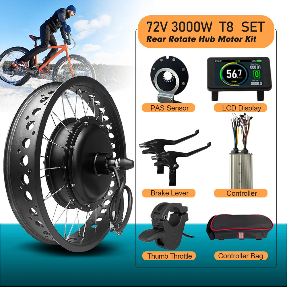 72V 3000W Snow Electric Bike 20 24 26inch 4.0 Tyre Fat Brushless Rear Hub Motor