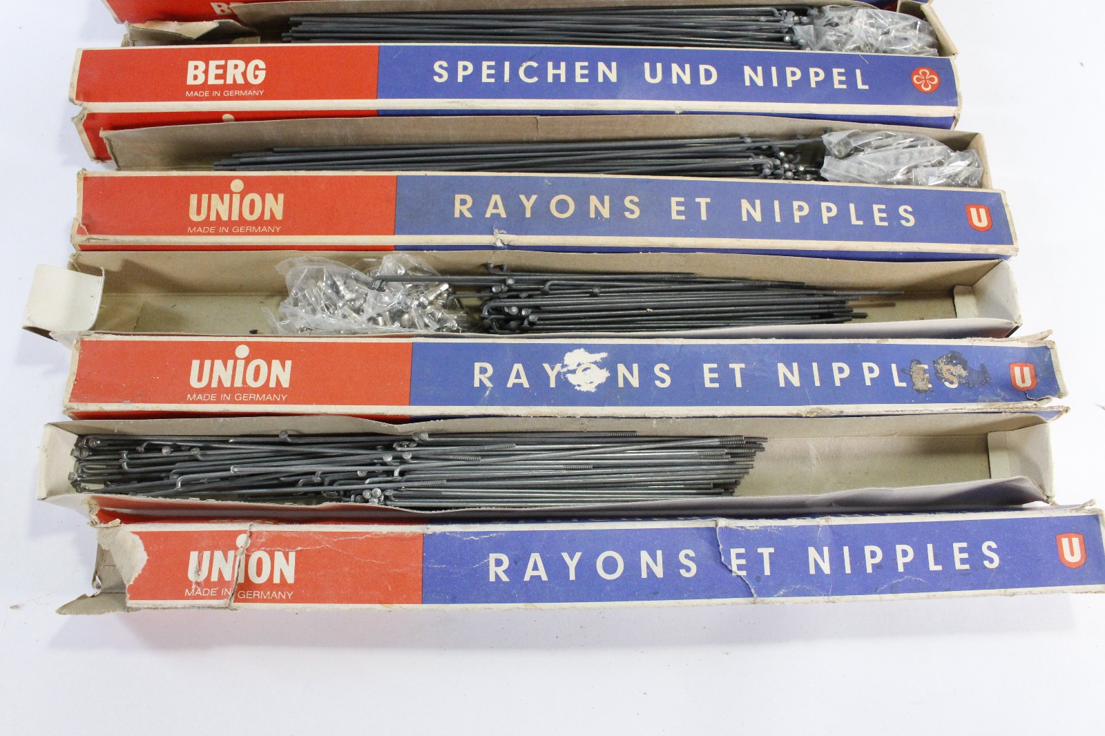 (10) Berg Union Bike Spokes/Nipples Boxes Assorted Sizes NOS 1980s Germany