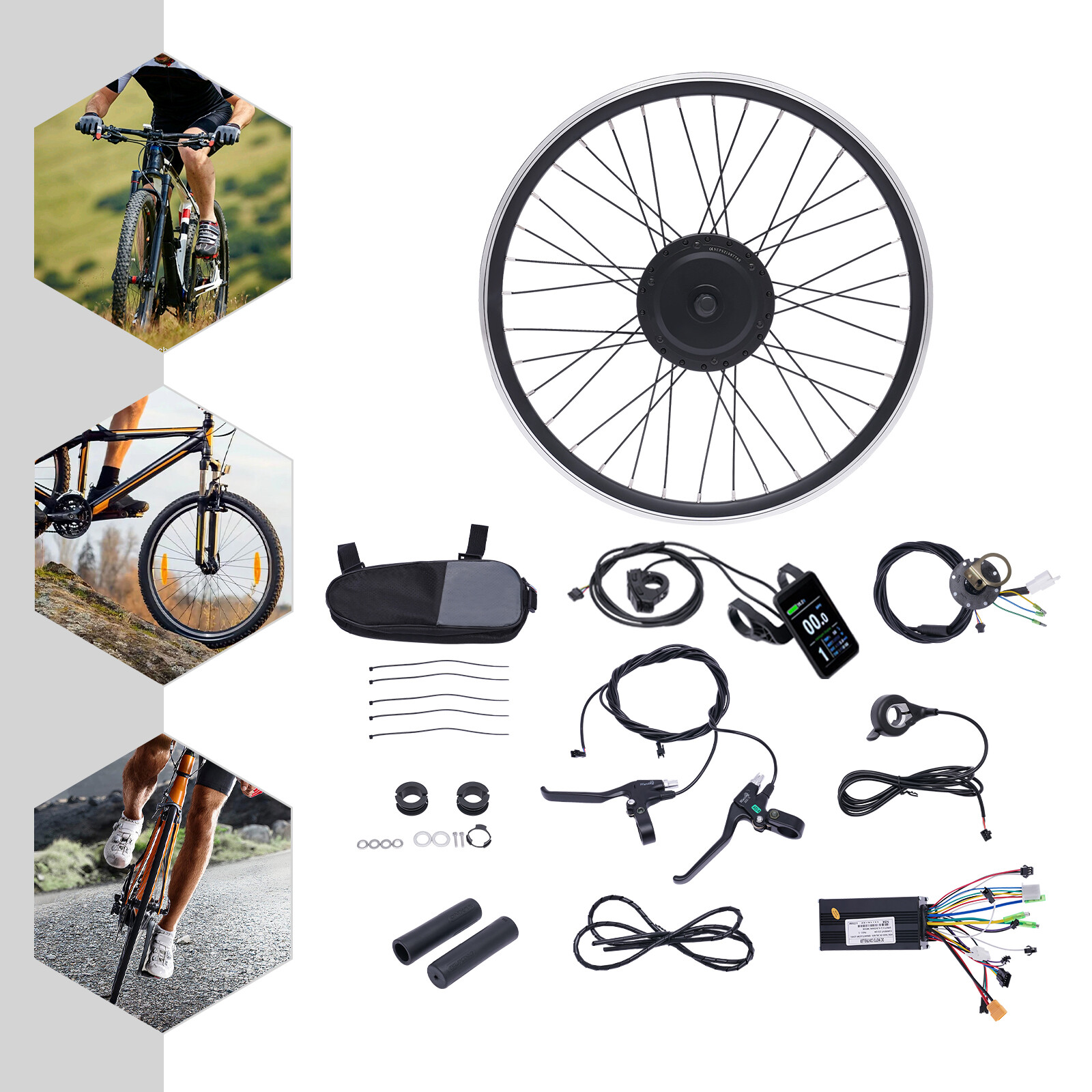 24″ 500W 36V E-Bike Front Wheel Electric Bicycle Hub Motor Conversion Kit LCD