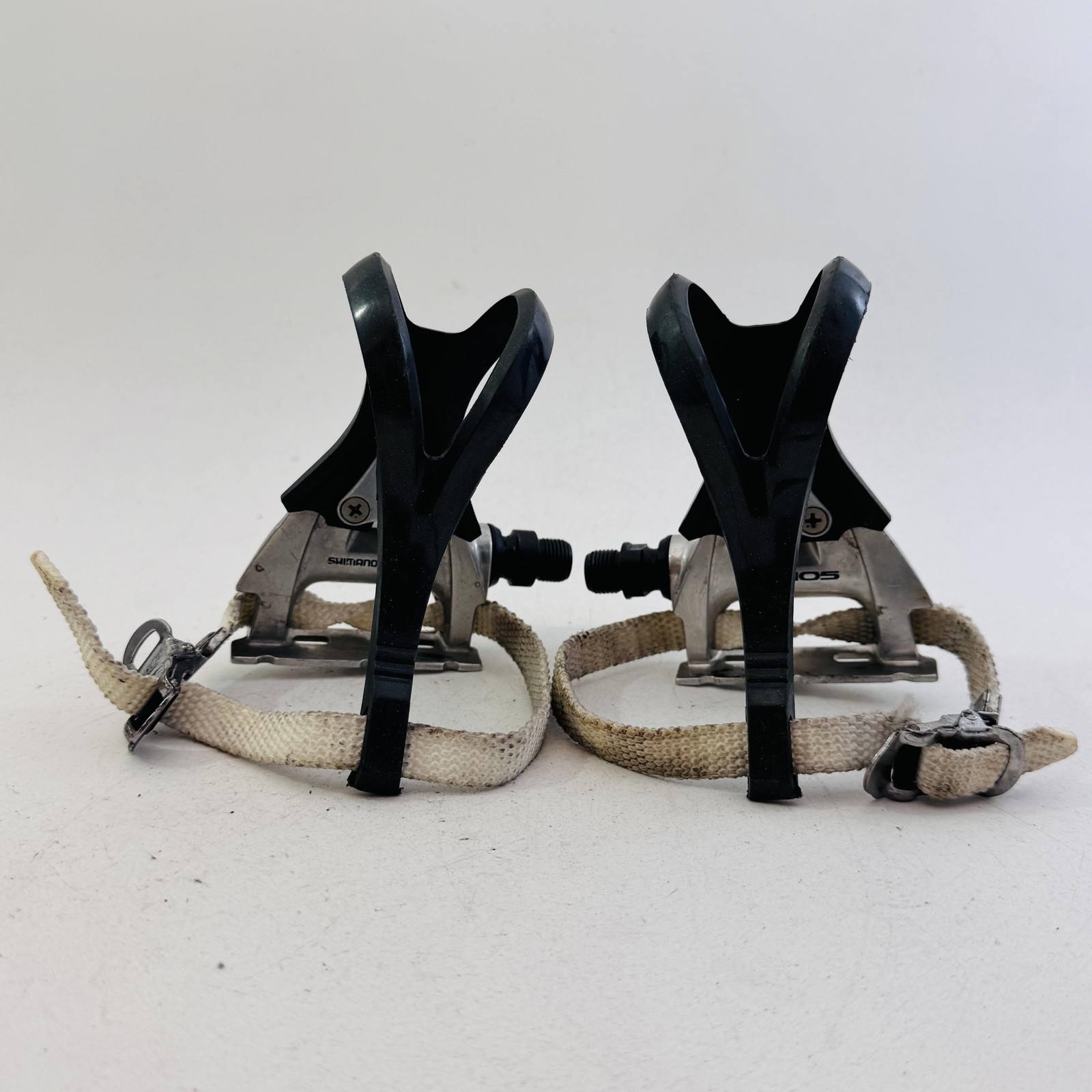 Vintage Shimano 105 PD-1050 Pedals 9/16 Toe Clips Straps Road Bike Japan A81
