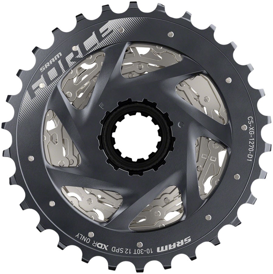 SRAM Force AXS XG-1270 Cassette – 12-Speed, 10-30t, Silver, For XDR Driver