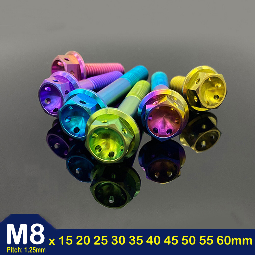 M8 x 1.25mmTitanium Drilled Hex Head Flange Bolt 15 20 25 30 35 40 45 50 55 60mm