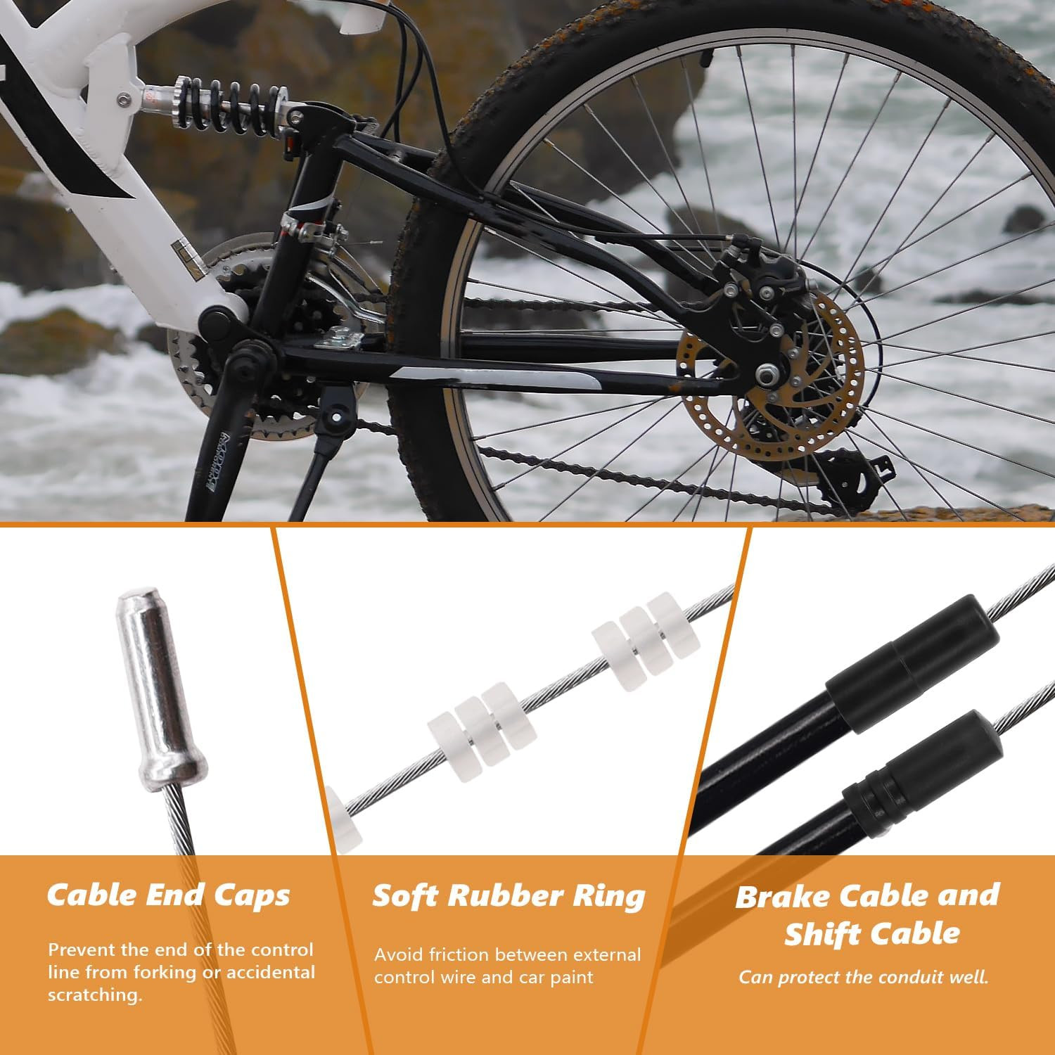 Mannk Universal Bicycle Cable Kit – Shift & Brake Cable Housing with End Caps &