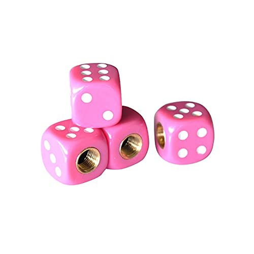 4pcs/Set Universal Vehicle Wheel Stem Tyre Air Valve Stem Caps Dice Shape Pink