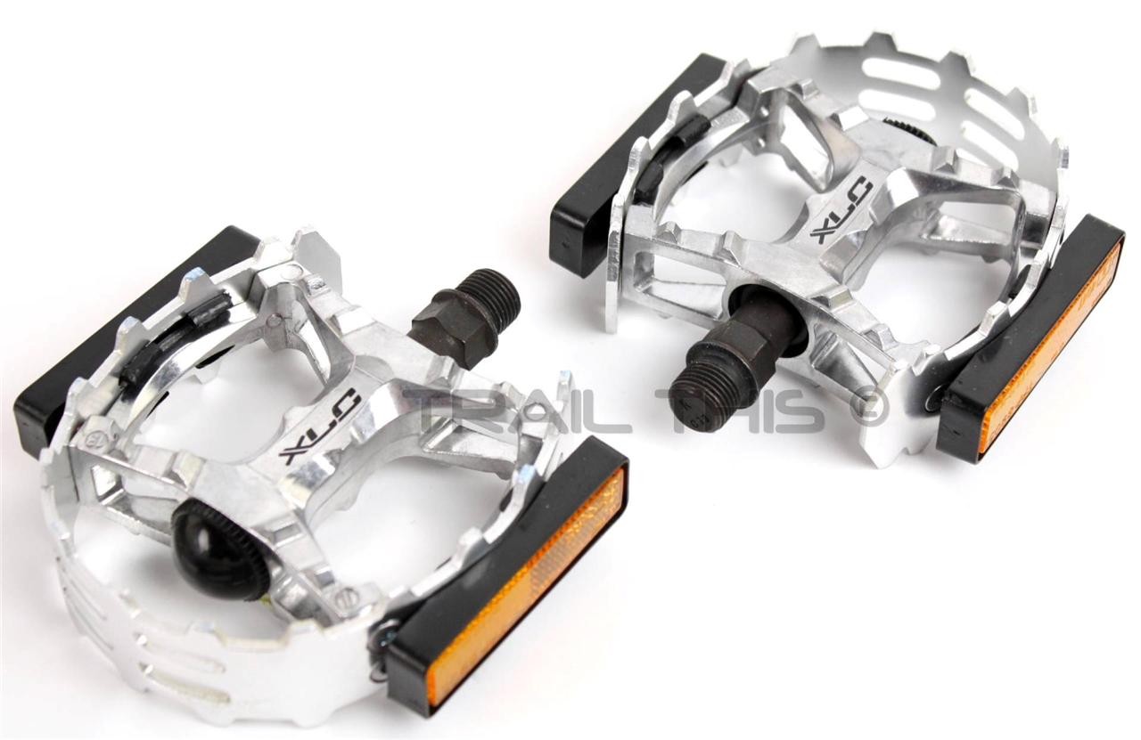 XLC Bear Trap MTB Platform Pedals 9/16″ Alloy Removeable Reflectors Silver 443g