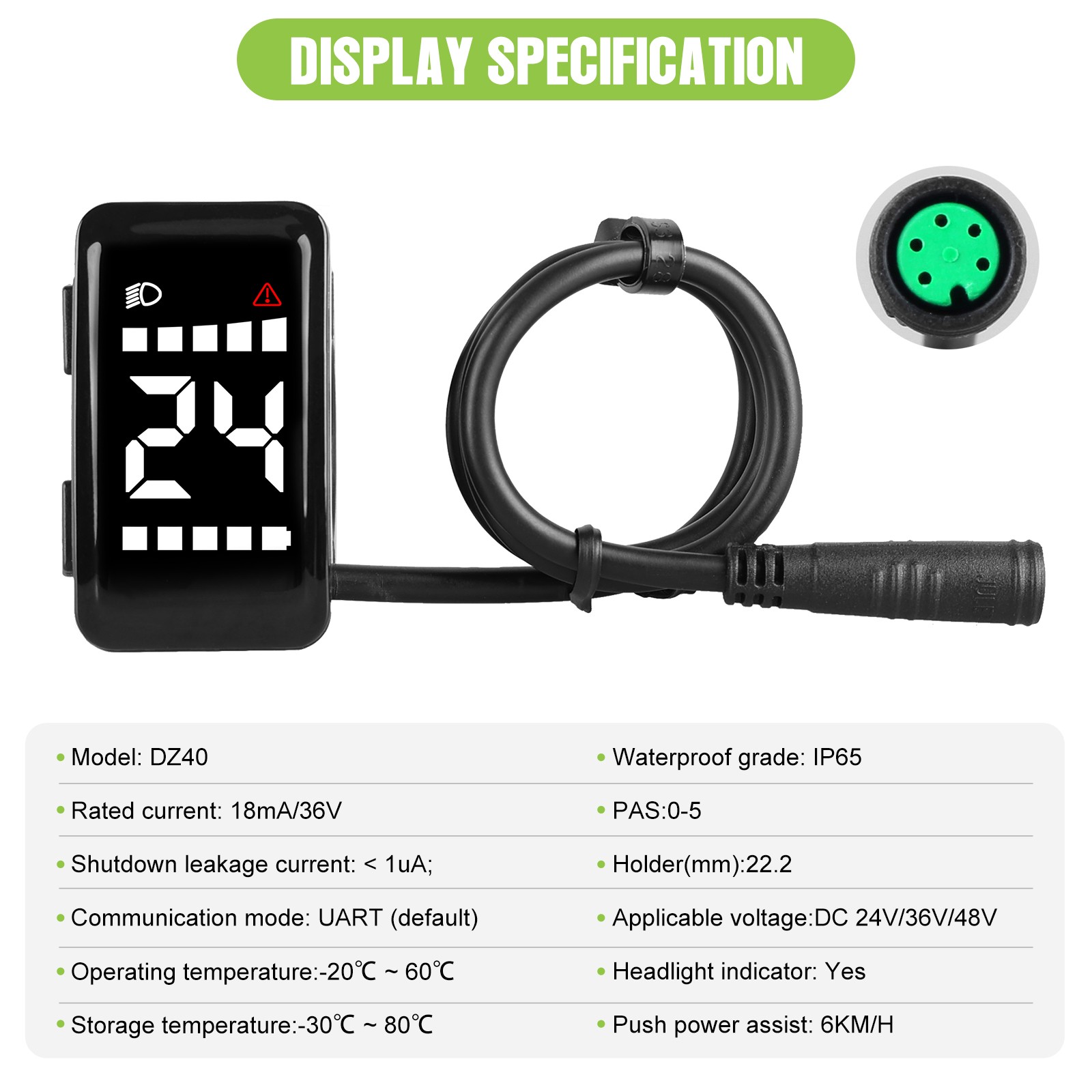 DZ40 Ebike Display for BAFANG Mid Drive Motor UART Protocol Bicycle/wheel hub