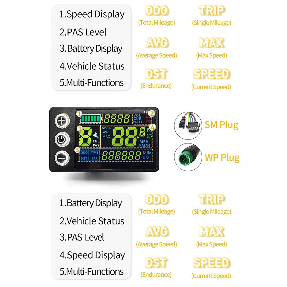 E-Bike 24V 36V 48V 60V S866 LCD Display Screen Control Panel with NFC Function