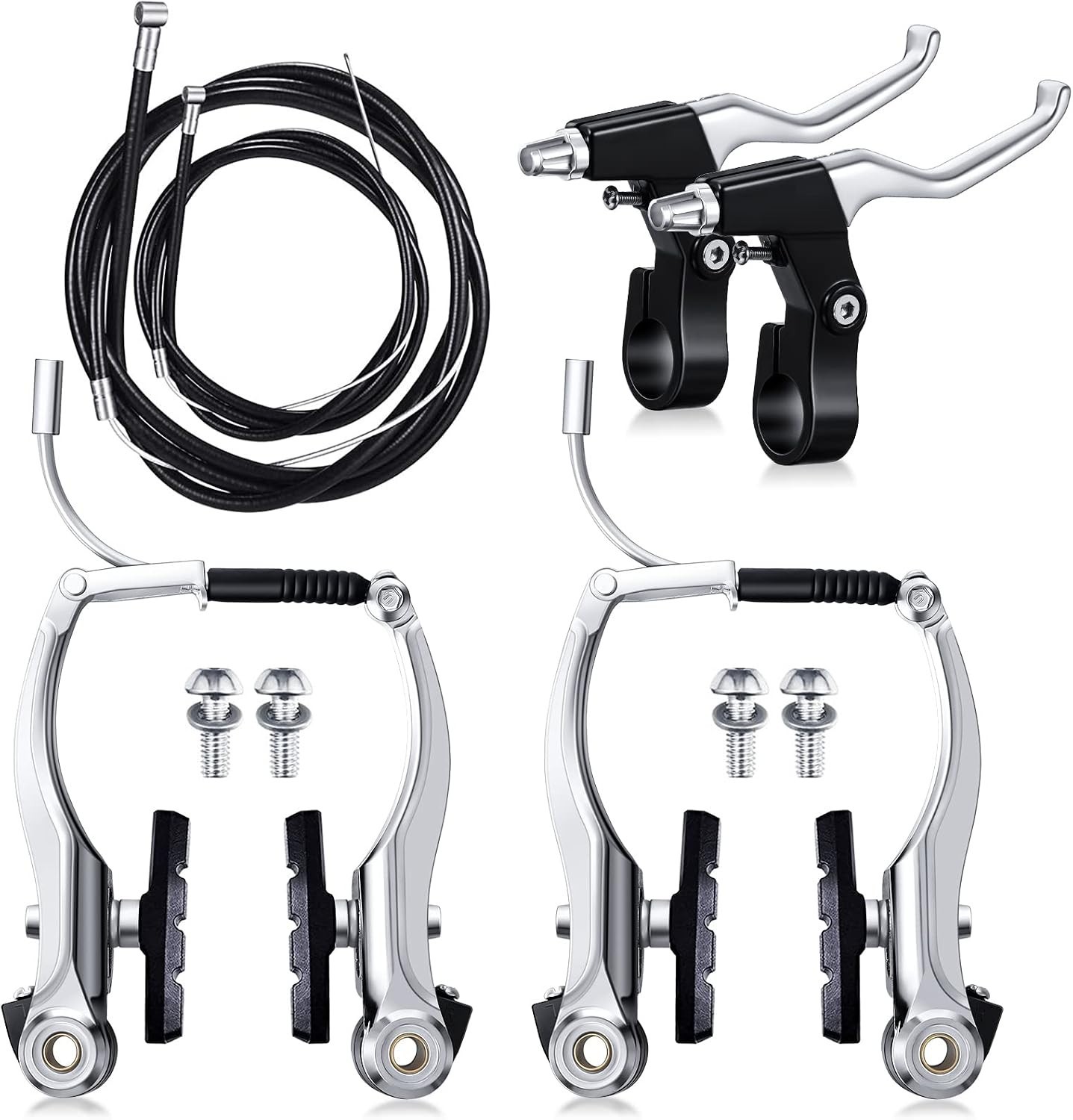 Bike Brake Set V-type Aluminum Alloy Cables Levers for MTB Road Bikes