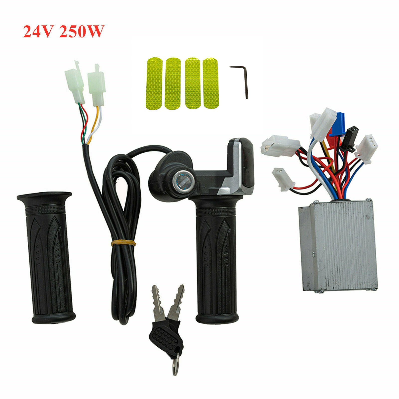 EBike 24V/36V/48V 250W/350W/500W Motor Brushed Controller +Twist Throttle Grip