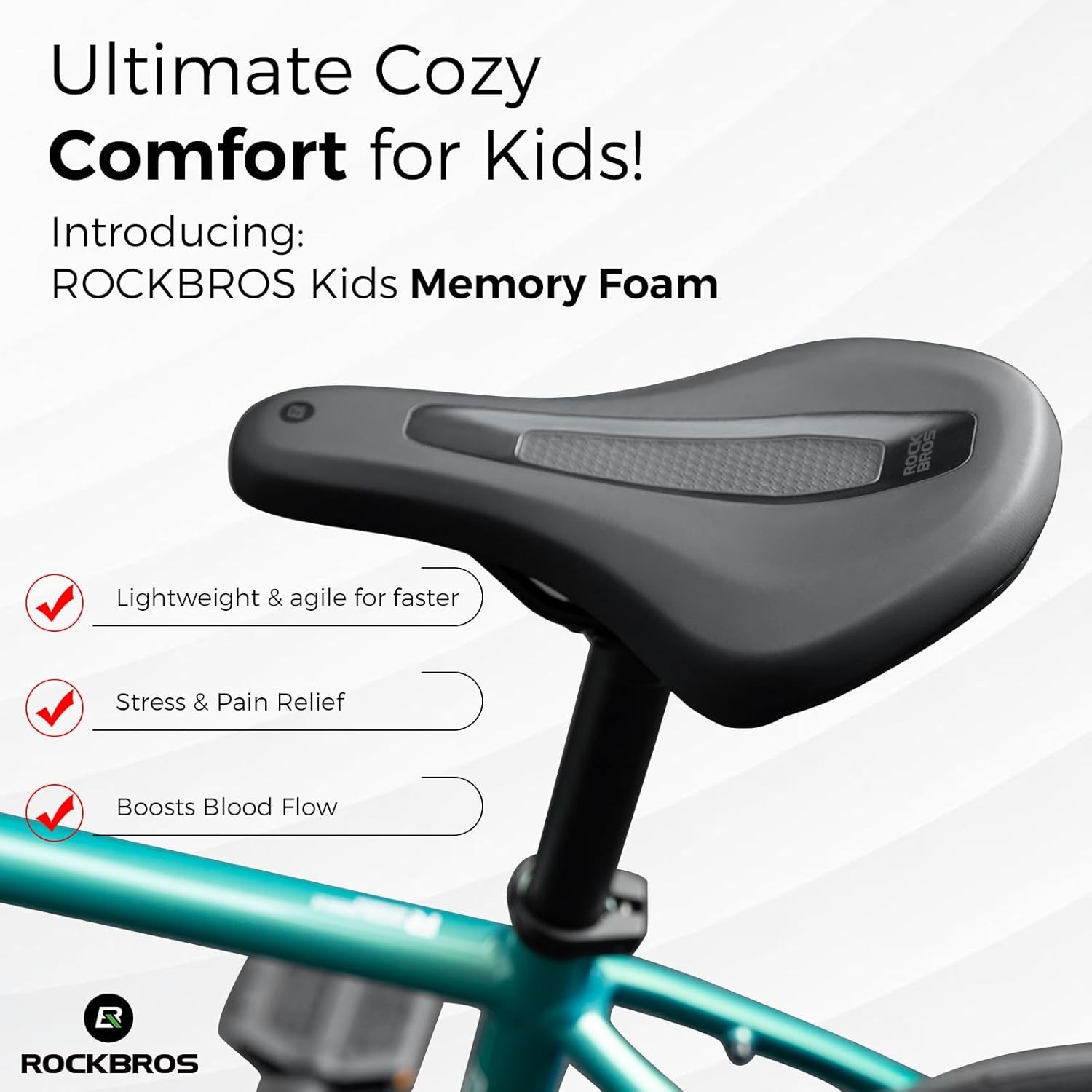 ROCKBROS Kids Bike Saddle Youth Bicycle Seat-3Zone Concept-Waterproof for 16-24″