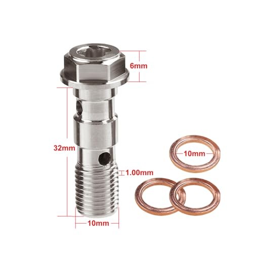 Universal M10x1.00 Stainless Steel Double Hydraulic Brake Banjo Bolt Screw