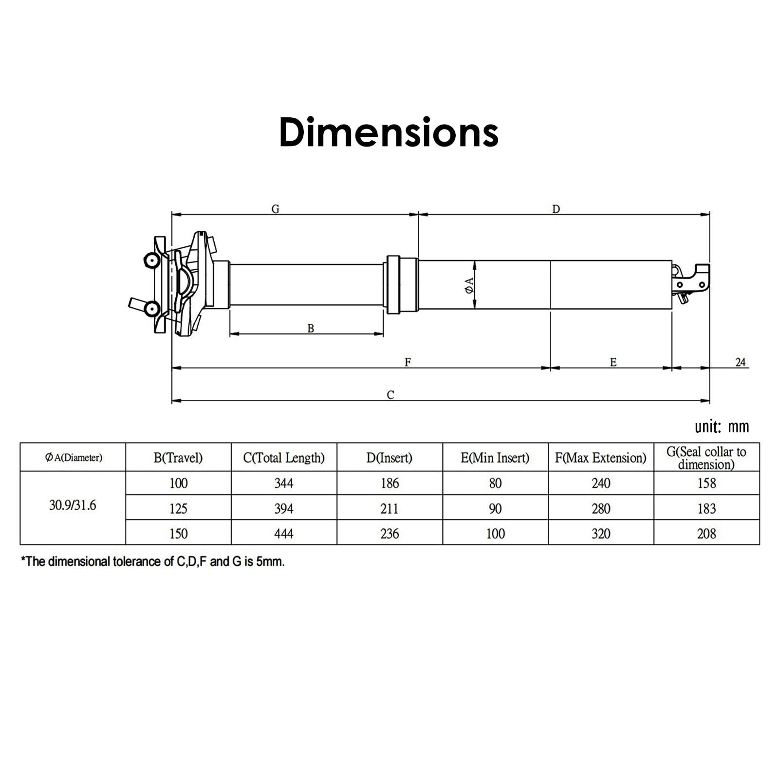 EXA Form Dropper Post Suspension Seatpost 30.9mm/31.6mm, 345mm/395mm/445mm Lengt