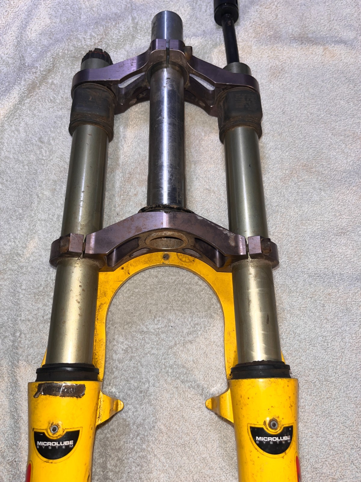 Vintage Manitou X-Vert dual crown fork, rim or disc, seized