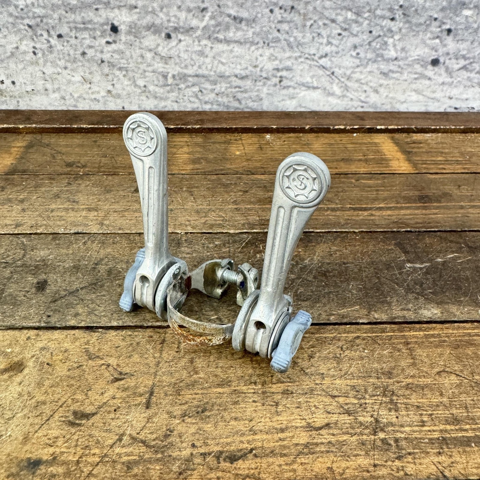 Vintage Simplex Shifter Set Down Tube 28.6 Clamp Silver Road Bike Touring Eroica