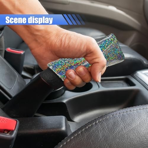 2PCS Car Hand Brake Cover and Gear Shift Knob Cover, Bling Crystal Silver