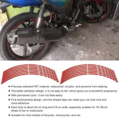 Reflective Wheel Rim Stripe Decal, 16pcs Bike Motorcycle 16 18inch Reflective
