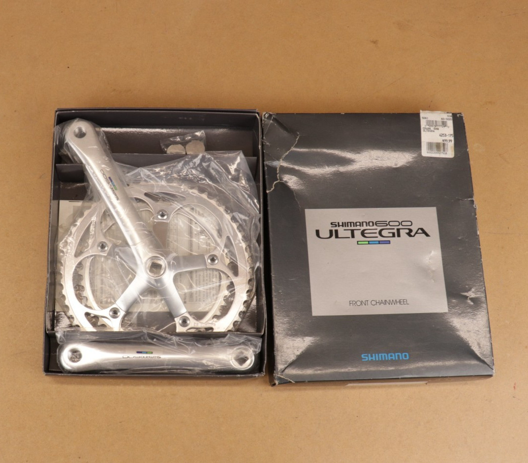 NOS Shimano 600/Ultegra Tri-Color FC-6400 Double Road Bike Crankset, 53/42 175
