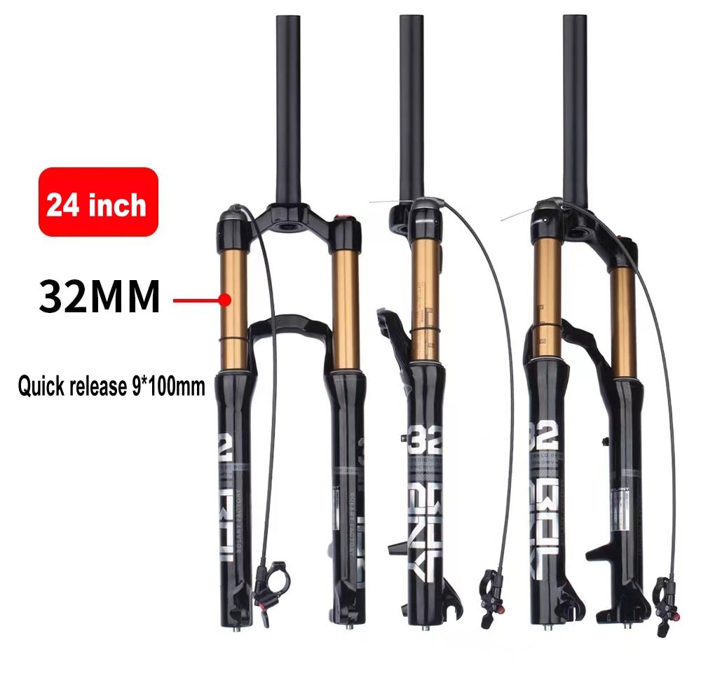 24″ Mountain Bike Air Fork Disc Brake Shock Absorber Quick Removal Front Fork