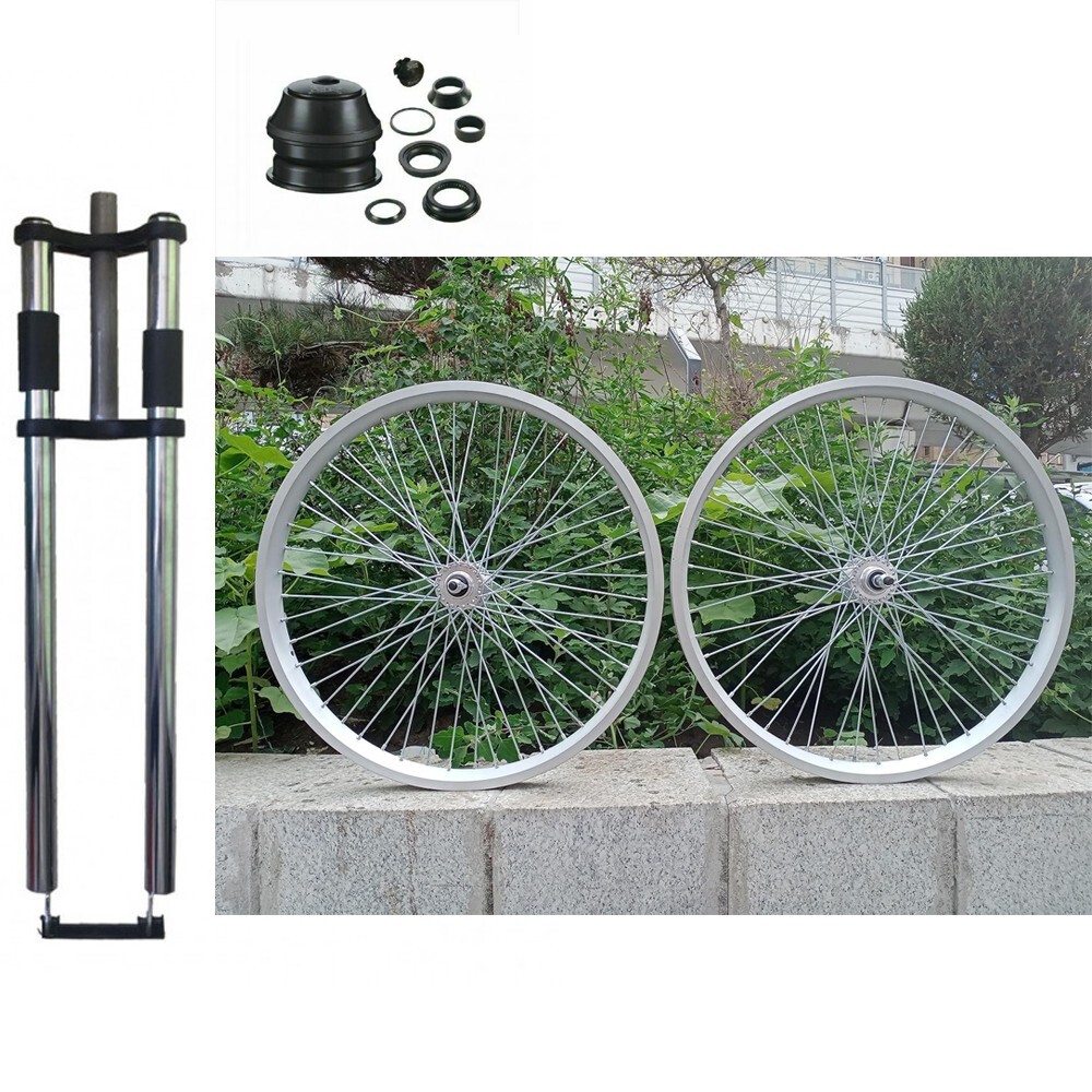 26*3.5″ Spoke Wheelset, Double Layer Alum Rim, 26″ Fat Tire Fork & Headset