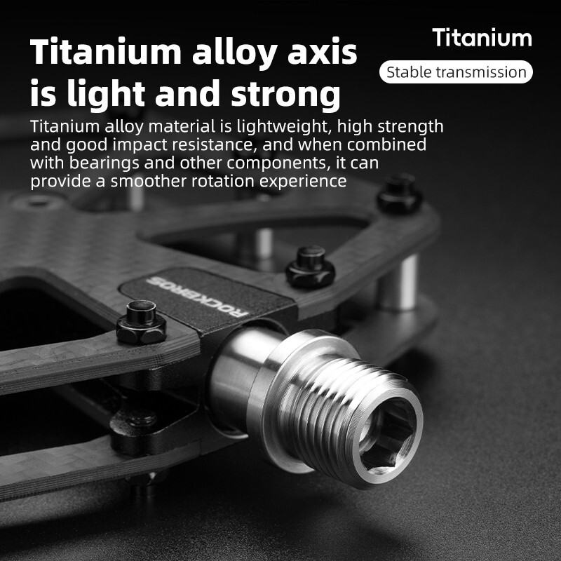 ROCKBROS Bicycle Carbon Pedal Titanium Axle Super Light 3Bearing Anti-Skid Pedal