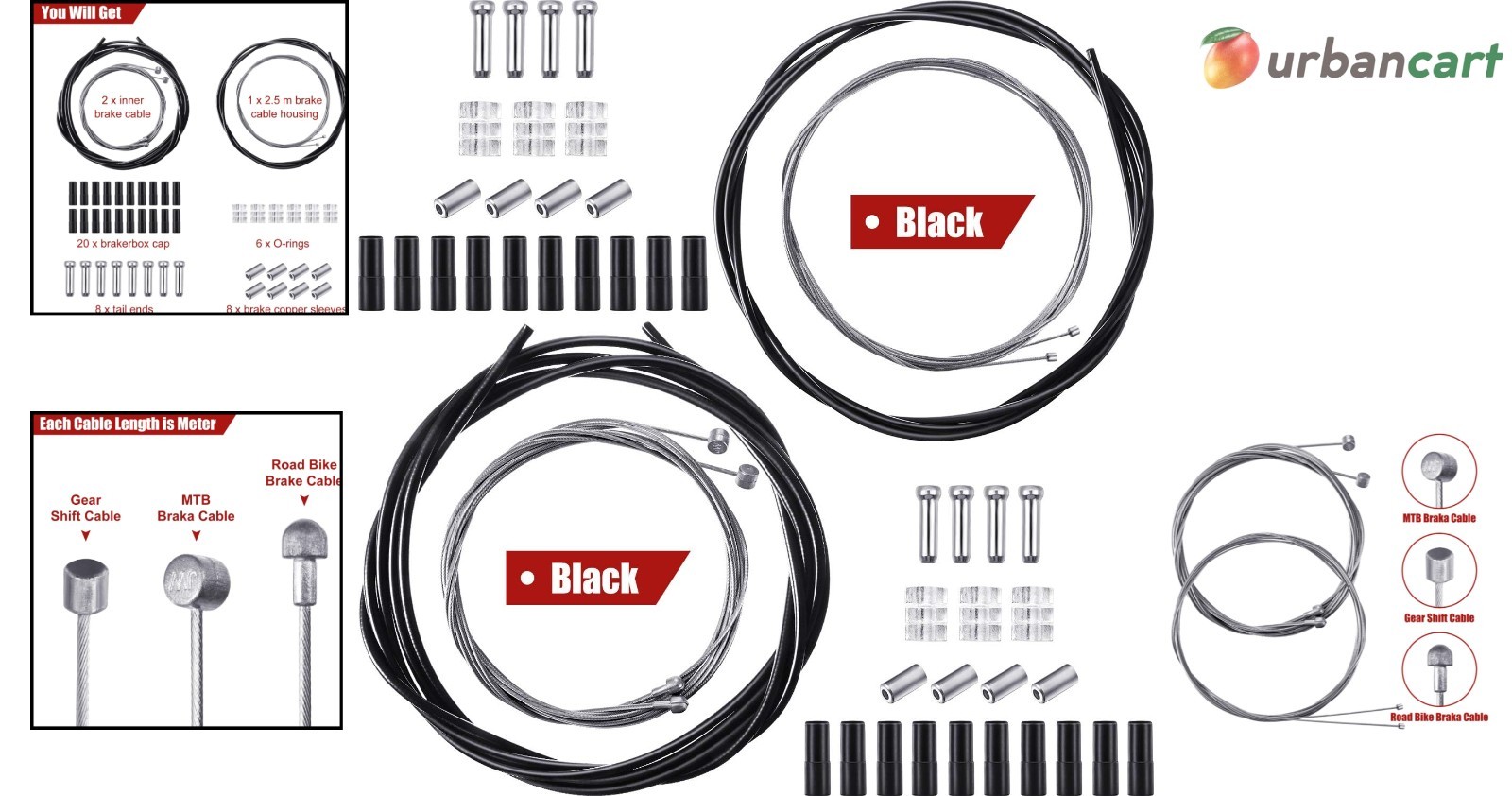 Universal Bike Brake & Shift Cable Kit for Mountain & Road Bikes