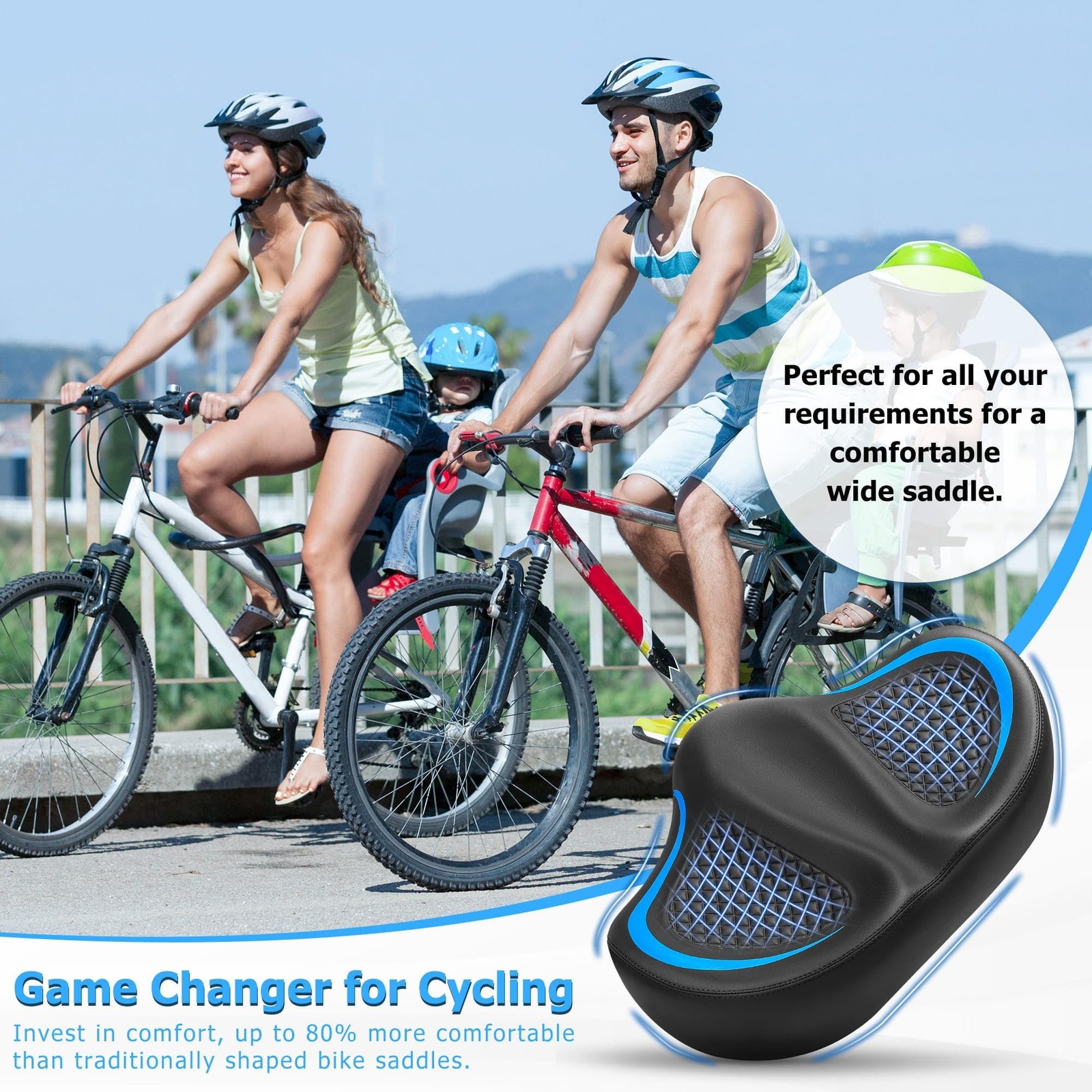 CDYWD New Noseless Bike Seat for Men Women Comfort, Extra Wide Soft Padded Bi…