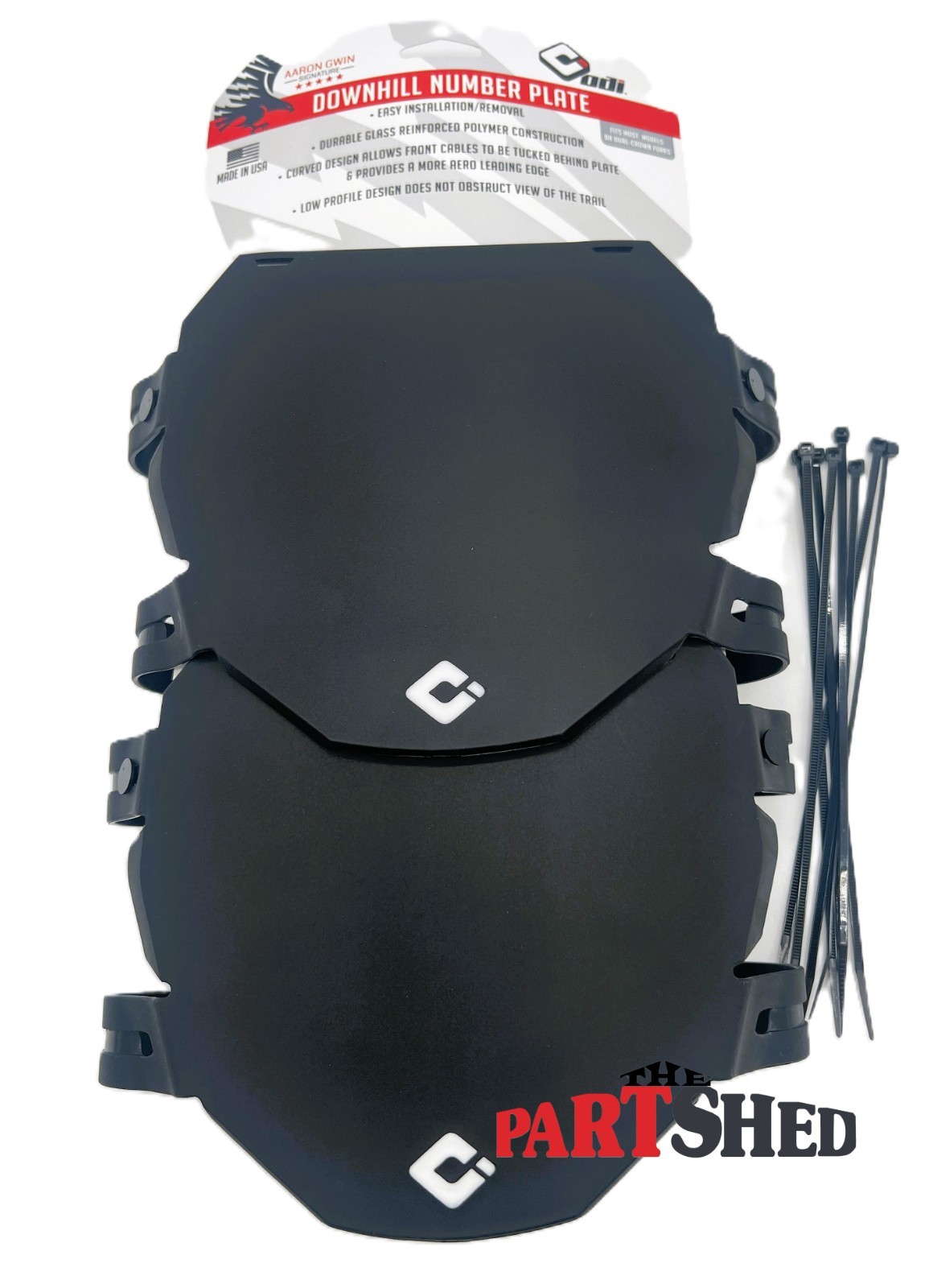 2 Pack ODI Black Number Plate With Zip Ties For Downhill MTB’s EBikes Surrons