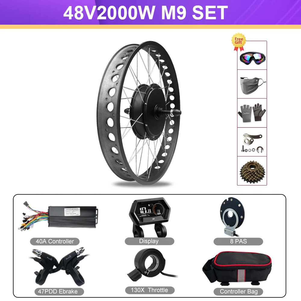 48V 2000W 20 24 26in Snow Fat Tire Electric Bike Rear Rotate Brushless Hub Motor